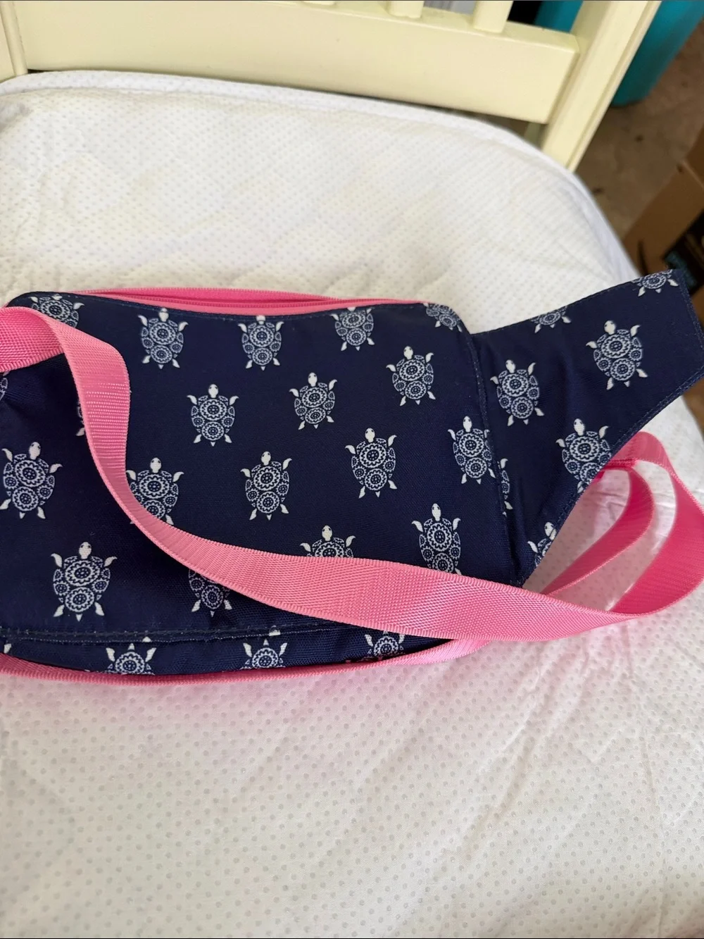 Vera Bradley Navy Turtle Print Crossbody with Pink Accents